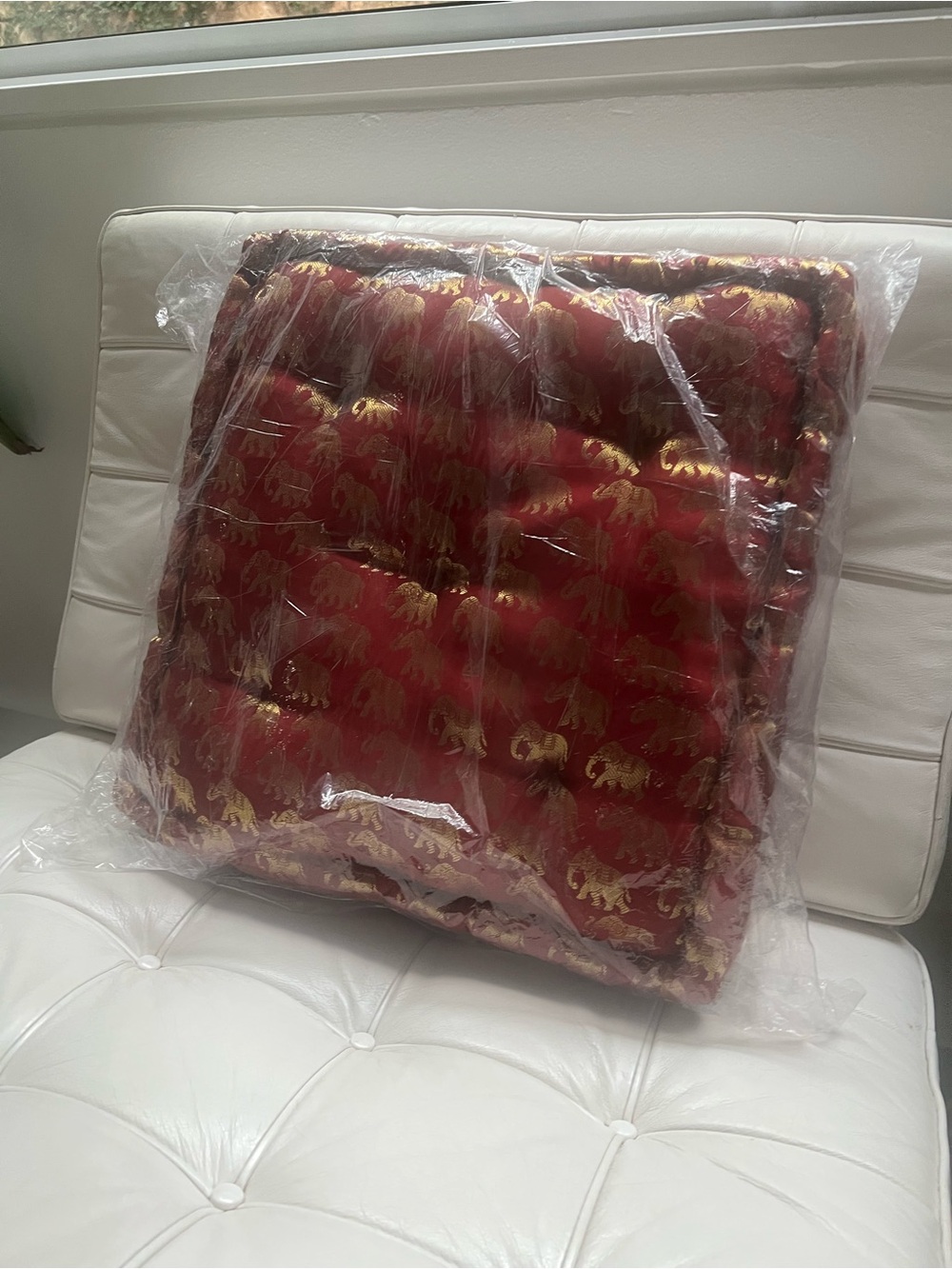Handmade Red silk Mediation pillows (set of 2) Great as a Dog Bed!